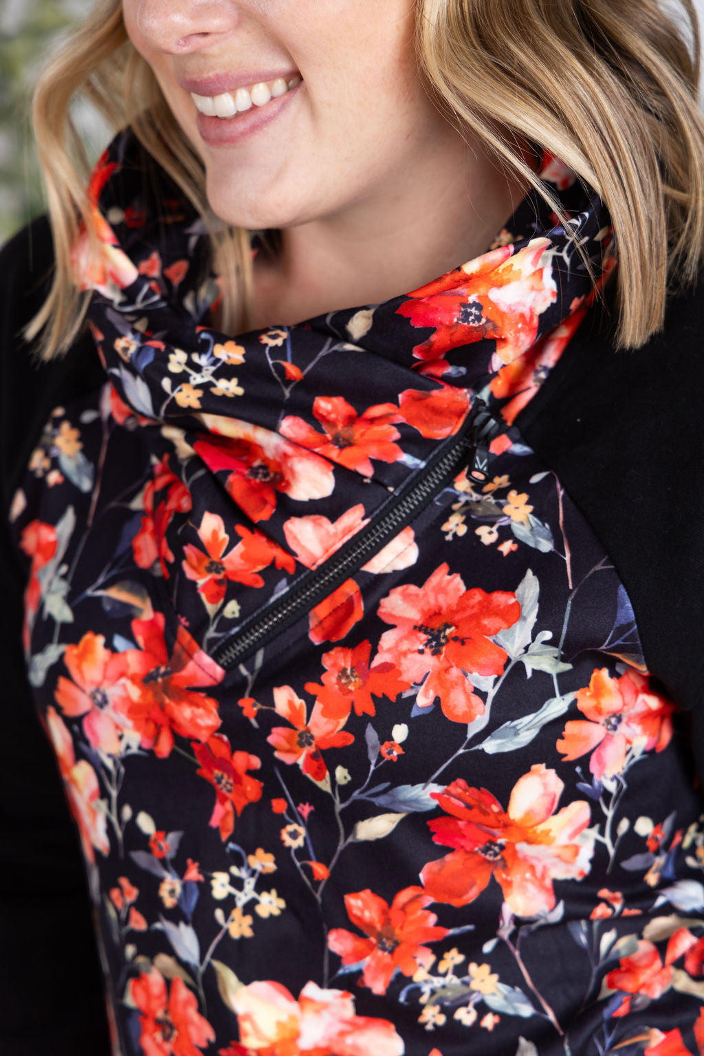 Zoey ZipCowl Sweatshirt - Sunset Floral